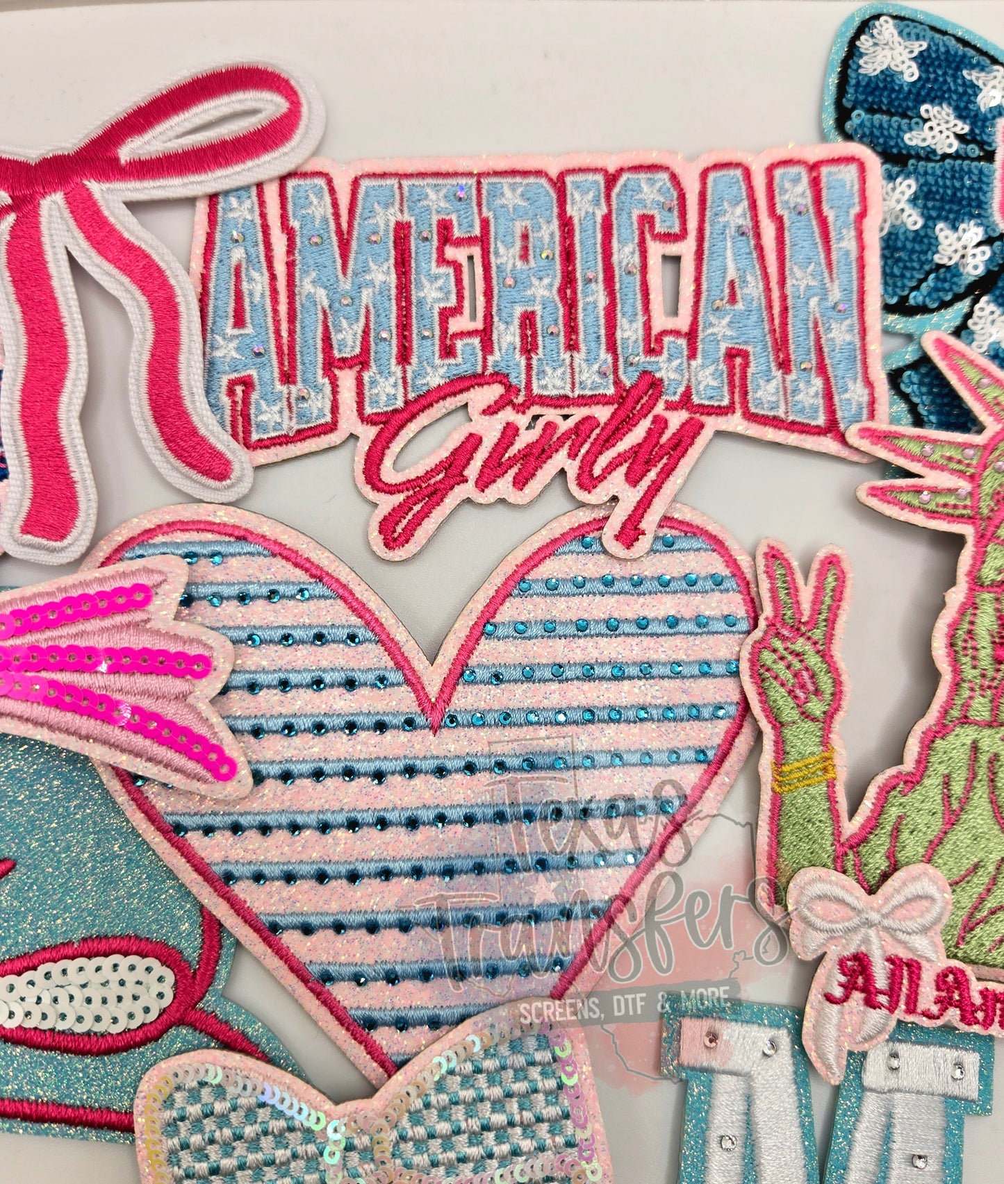 Rhinestone Glitter Striped Heart Iron-On PATCH
