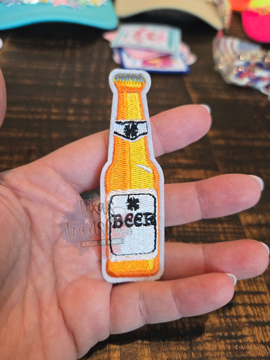 Beer Bottle Iron-On PATCH - Texas Transfers and Designs