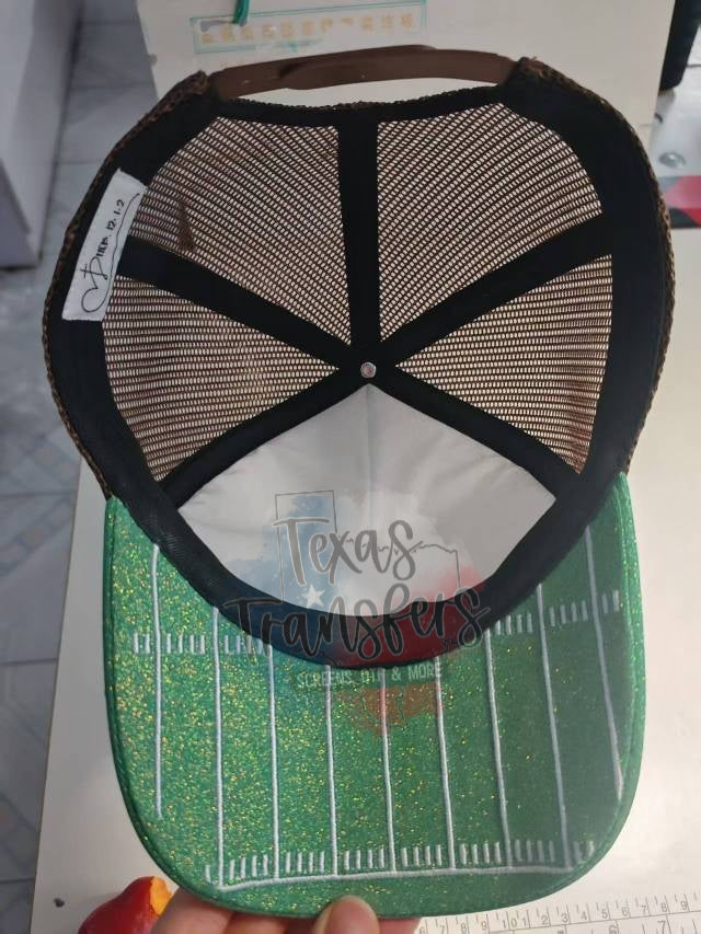 PRE-ORDER Arriving 8/7 Embroidered Glitter Football Brim Premium Trucker Hat *EXCLUSIVE*