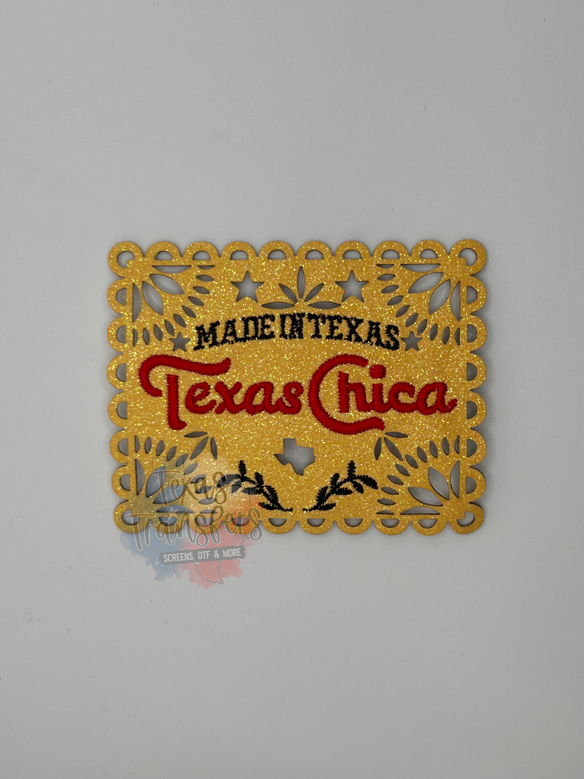 Texas Chica Glitter Iron-On PATCH - Texas Transfers and Designs