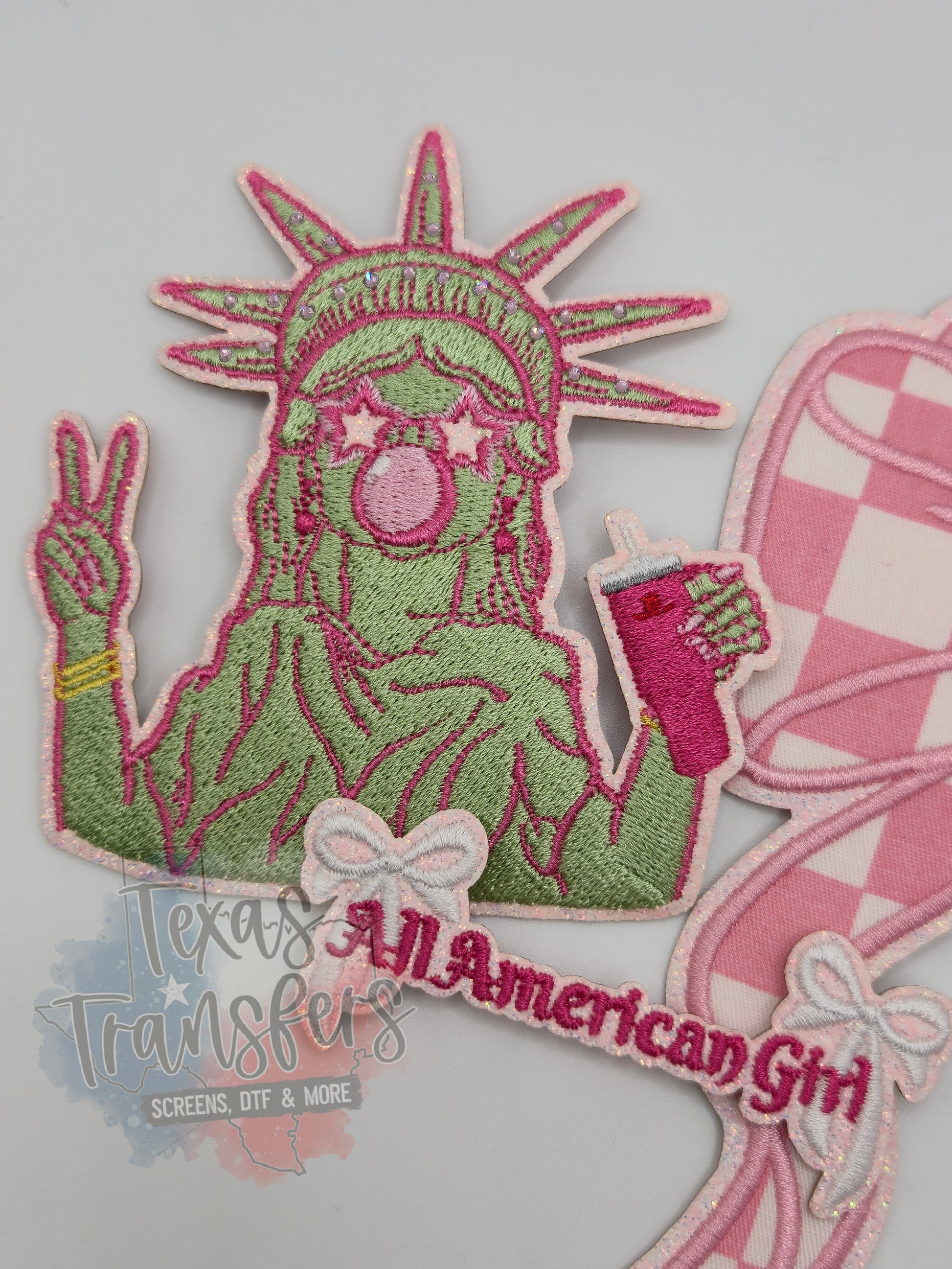 Preppy Lady Liberty Iron-On PATCH - Texas Transfers and Designs
