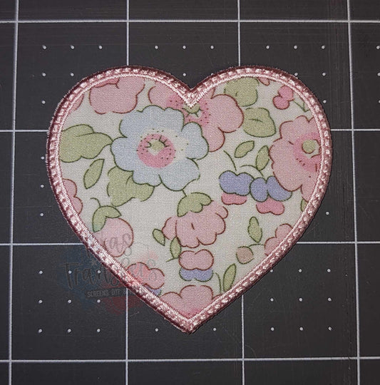 Floral Heart (Pink) Iron-On PATCH - Texas Transfers and Designs