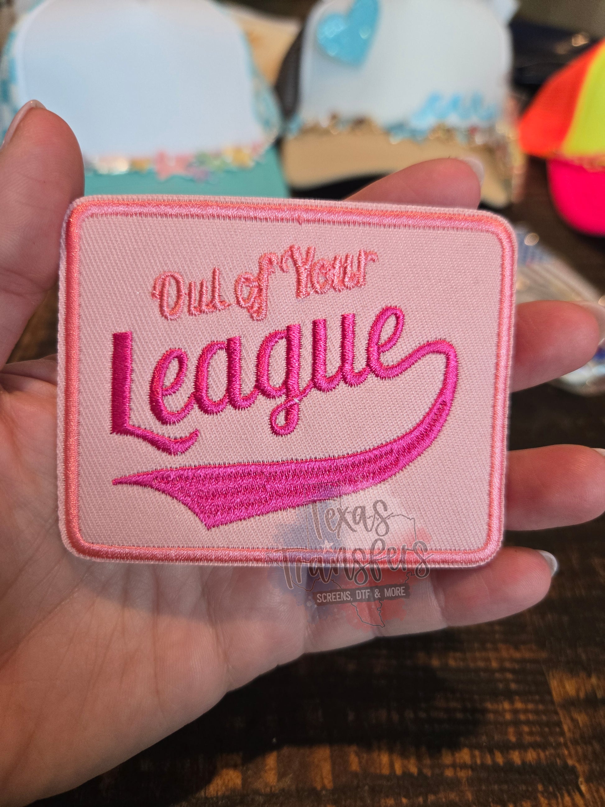 Out of Your League Iron-On PATCH *DISCONTINUED* - Texas Transfers and Designs