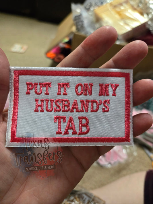 Husband's Tab (Pink) Iron-On Patch
