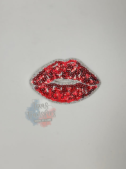 Sequin/Glitter Kiss 💋 Lips Iron-On PATCH - Texas Transfers and Designs