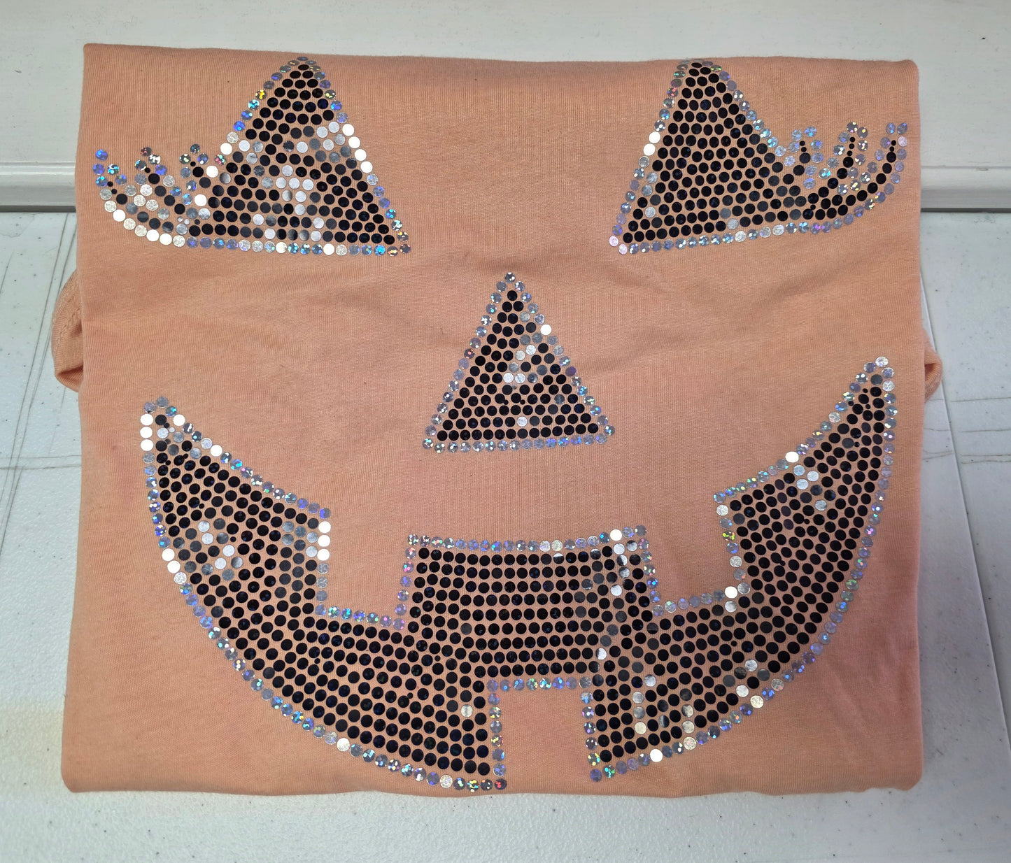 Jack O Lantern Pumpkin Spangle Transfer - Texas Transfers and Designs