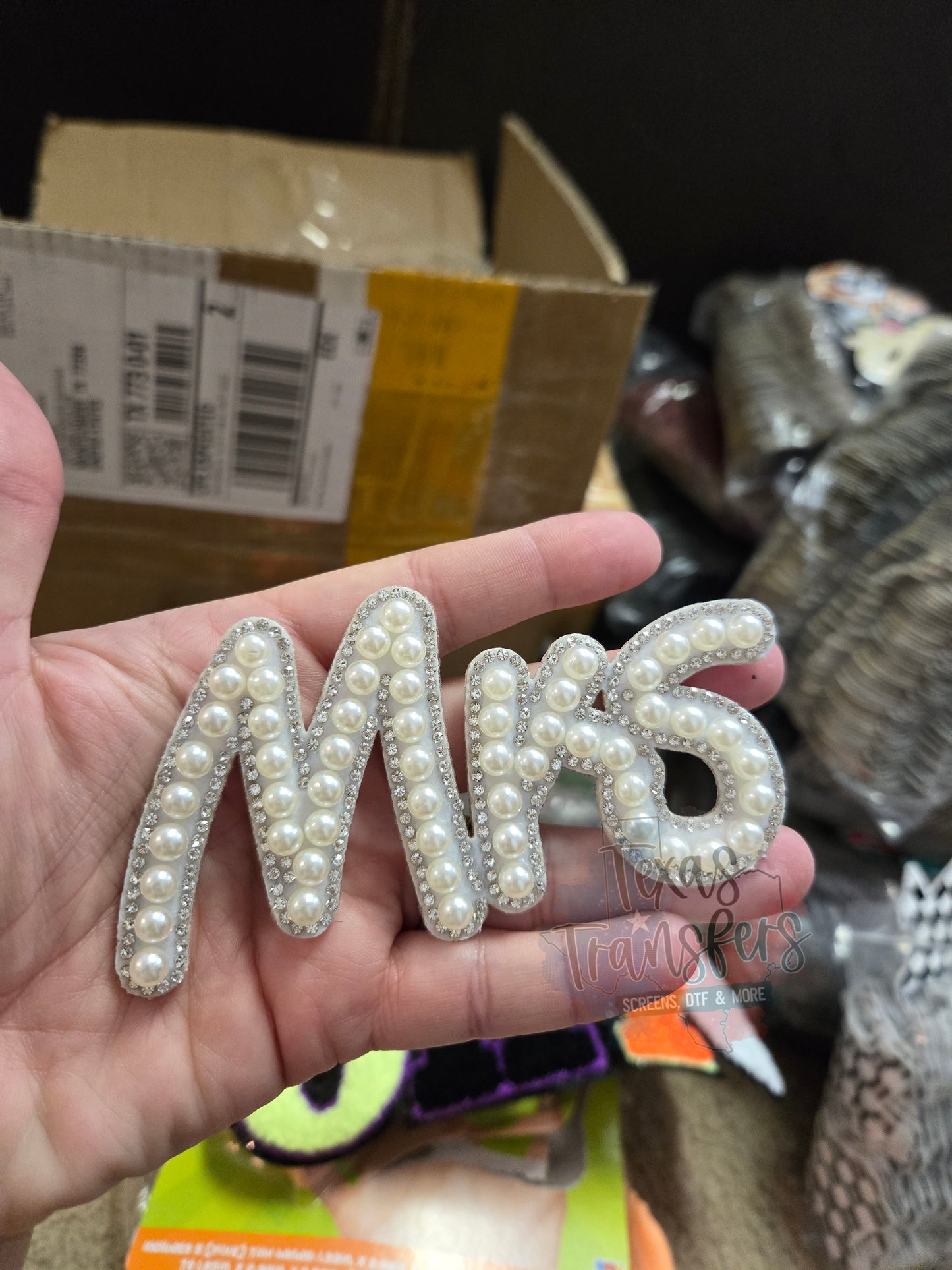 Mrs. Pearl/Rhinestone Iron-On PATCH