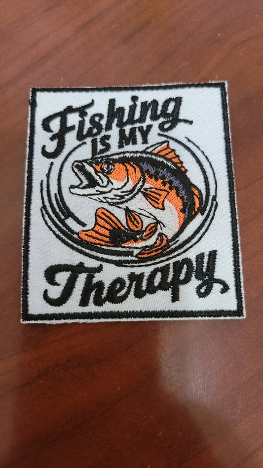 Fishing Is My Therapy Iron-On Patch - Texas Transfers and Designs