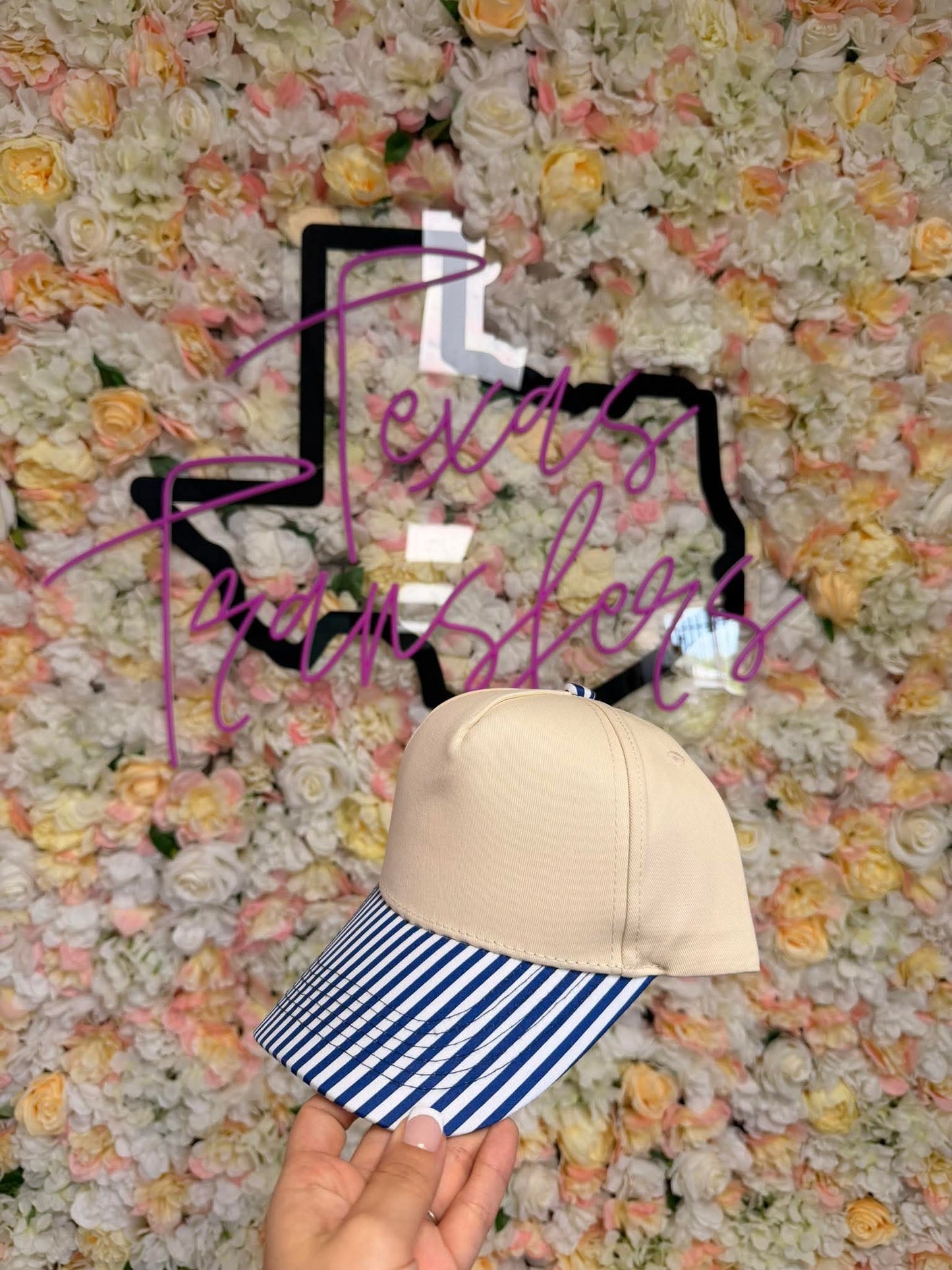 Mini-Striped Brim Canvas Hat (Multiple Options) - Texas Transfers and Designs