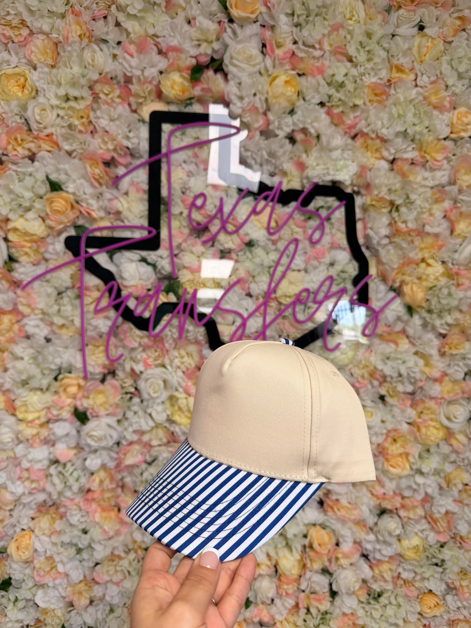 Mini-Striped Brim Canvas Hat (Multiple Options) - Texas Transfers and Designs
