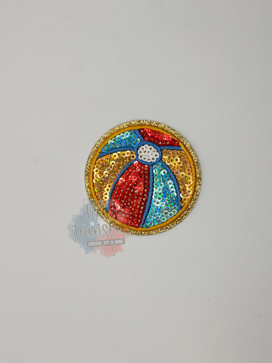 Sequin Beach Ball Iron-On PATCH - Texas Transfers and Designs