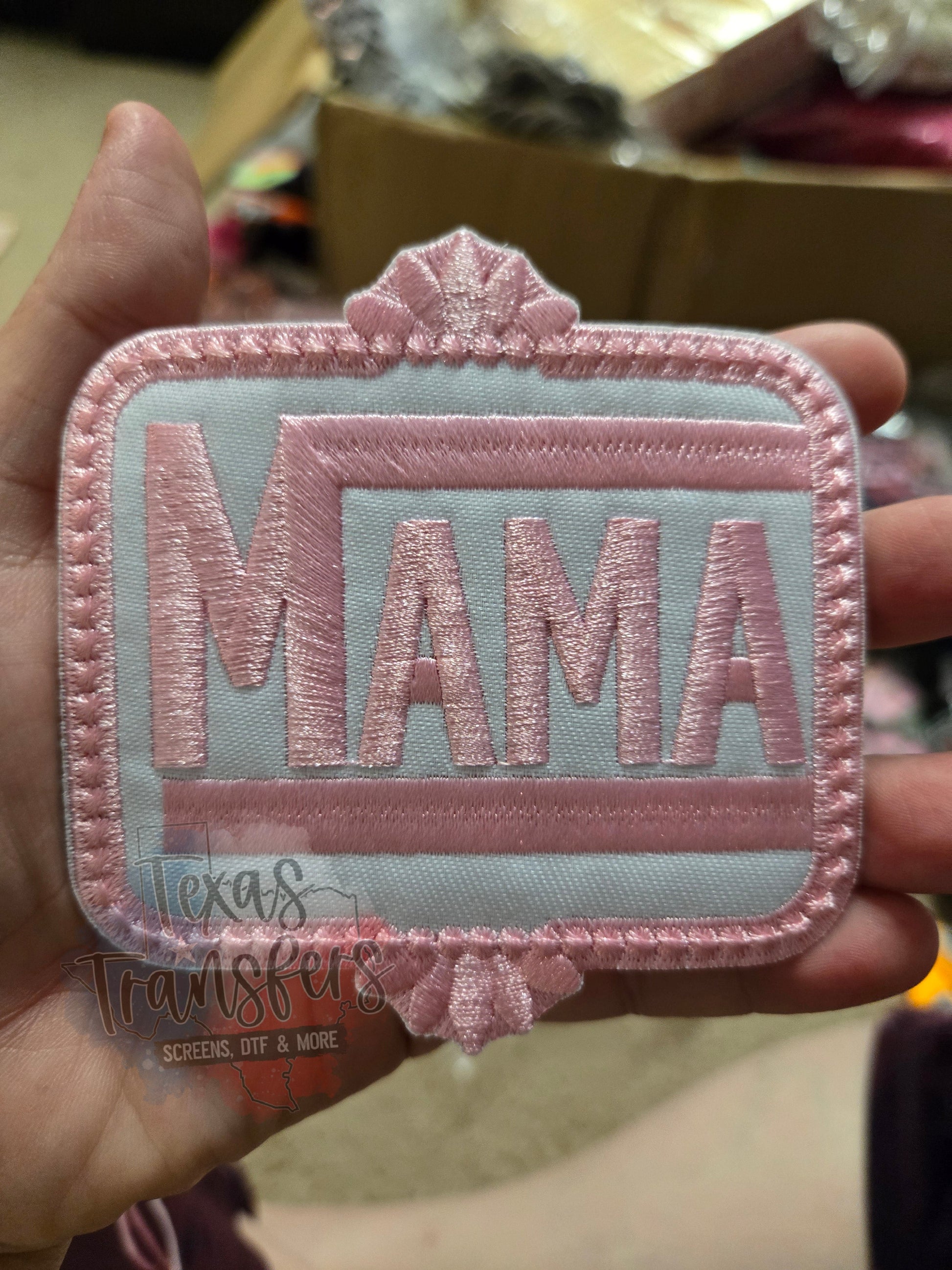 Pink Mama XL Iron-On Patch - Texas Transfers and Designs