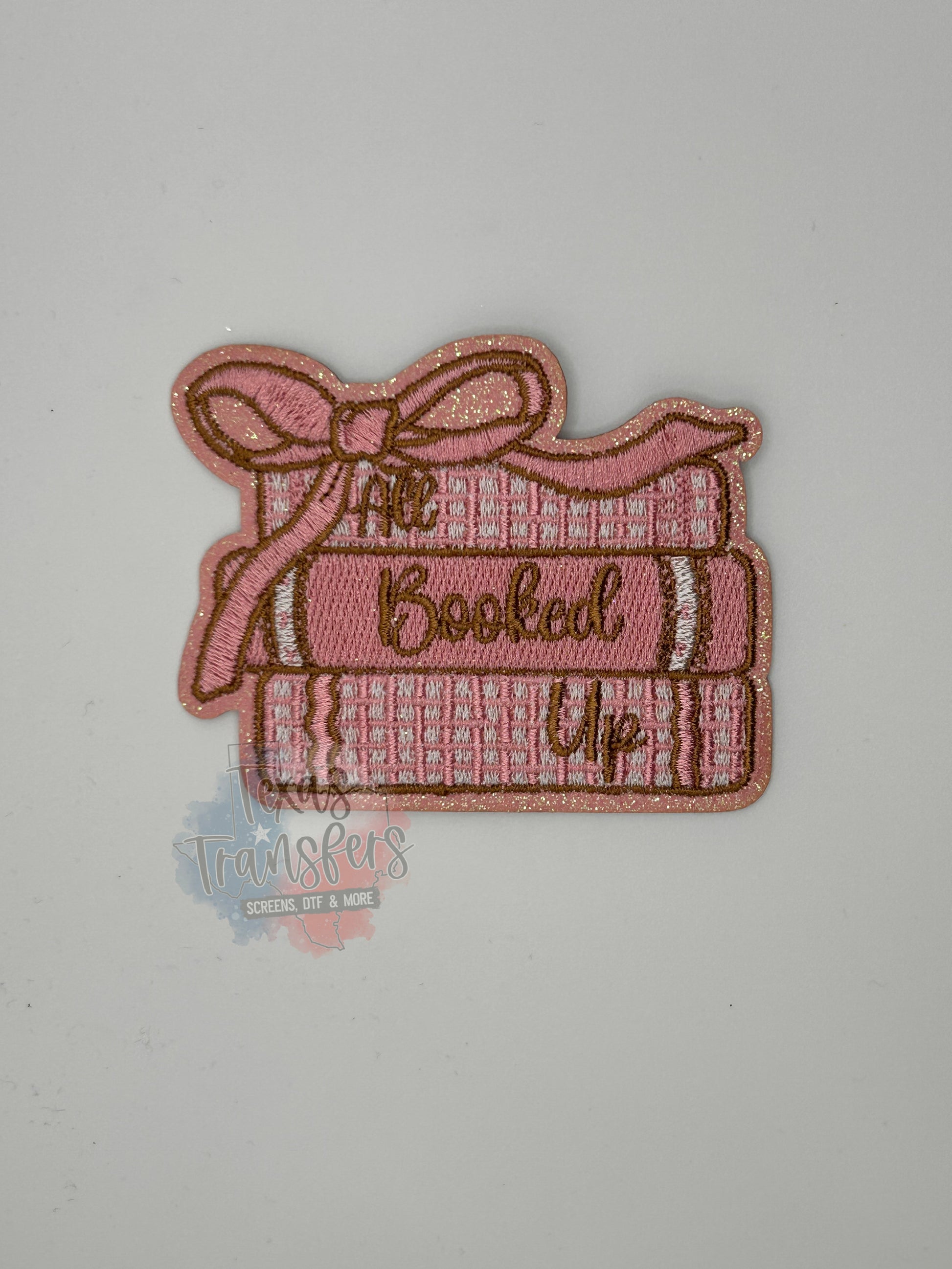 All Booked Up Glitter Iron-On Patch - Texas Transfers and Designs
