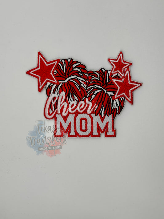 Cheer Mom Red Iron-On PATCH - Texas Transfers and Designs