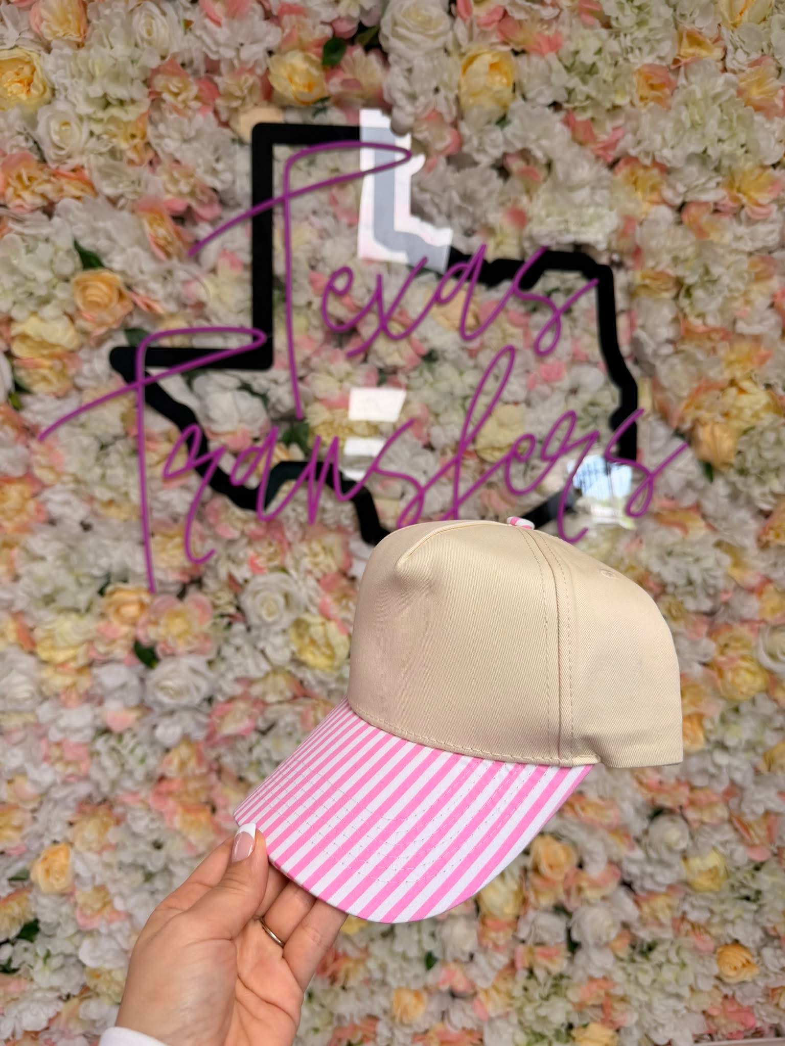 Mini-Striped Brim Canvas Hat (Multiple Options) - Texas Transfers and Designs