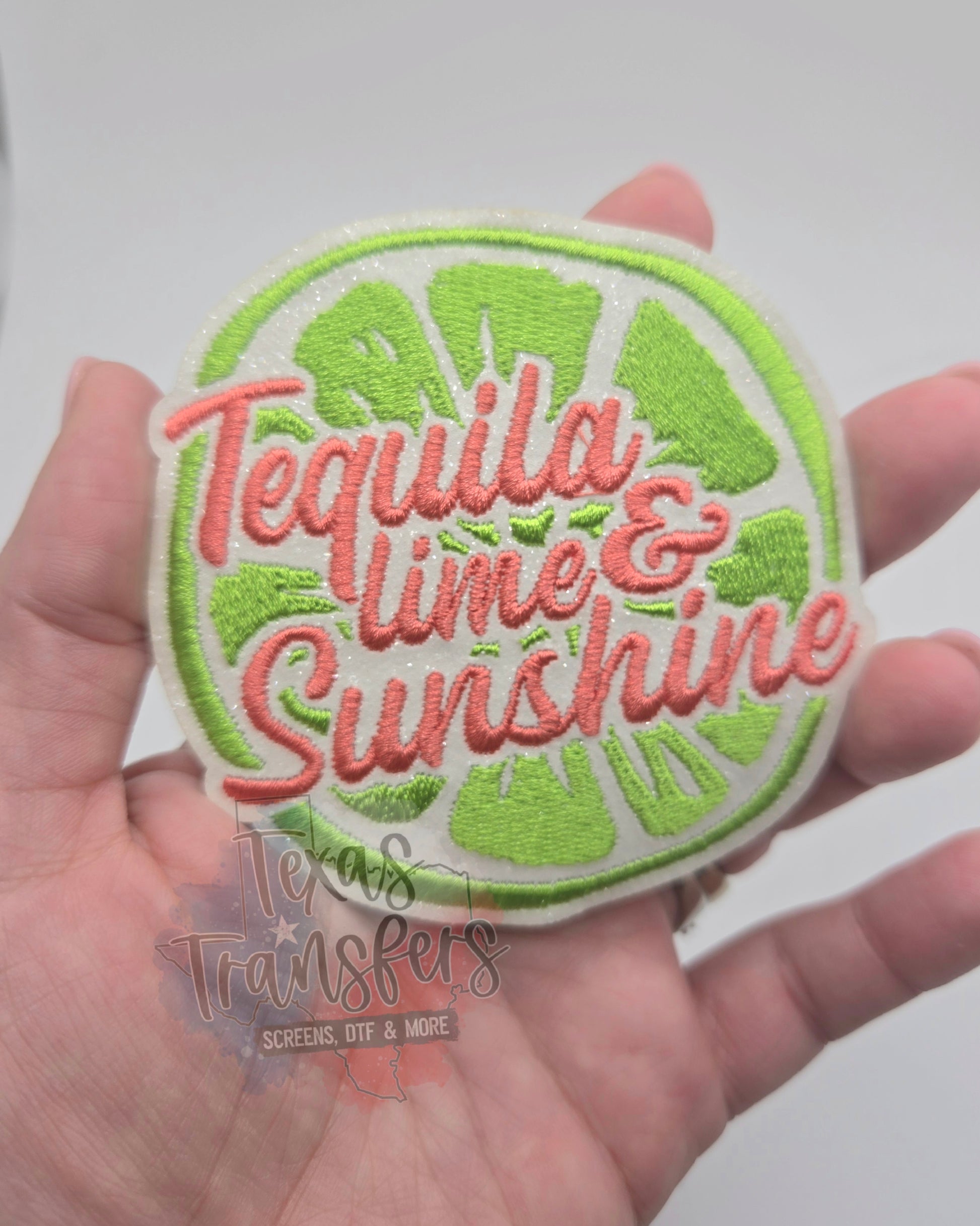 Tequila Lime Sunshine Glitter Iron-On PATCH - Texas Transfers and Designs