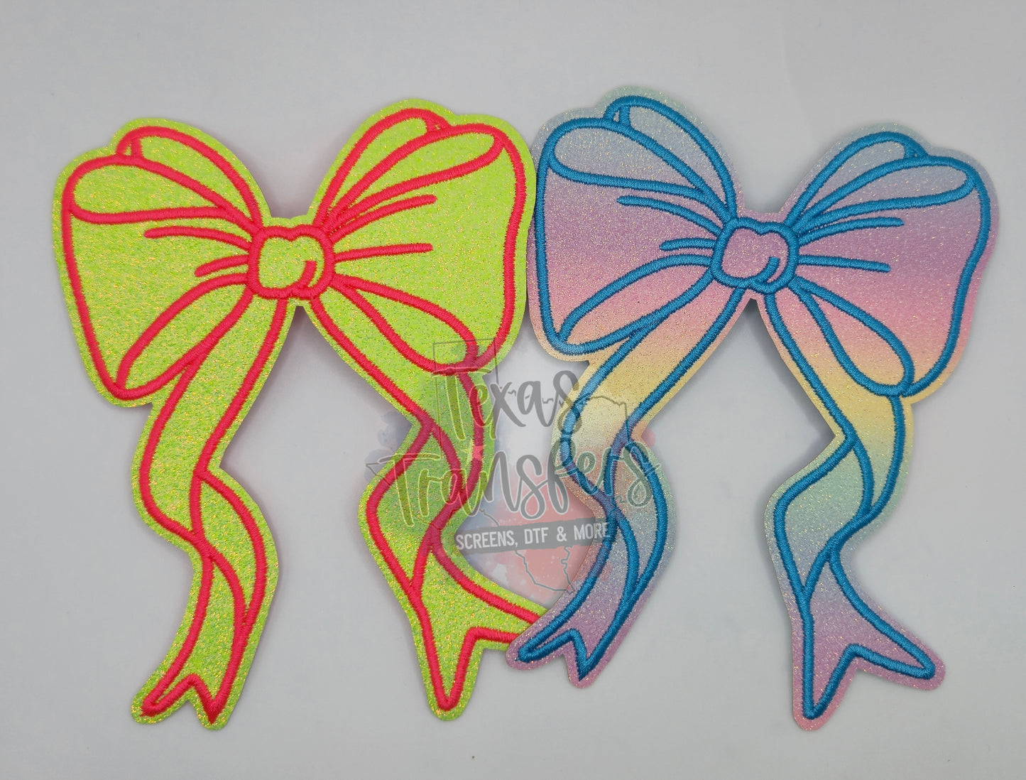 6" Neon Yellow/Pink Bow Iron-On PATCH