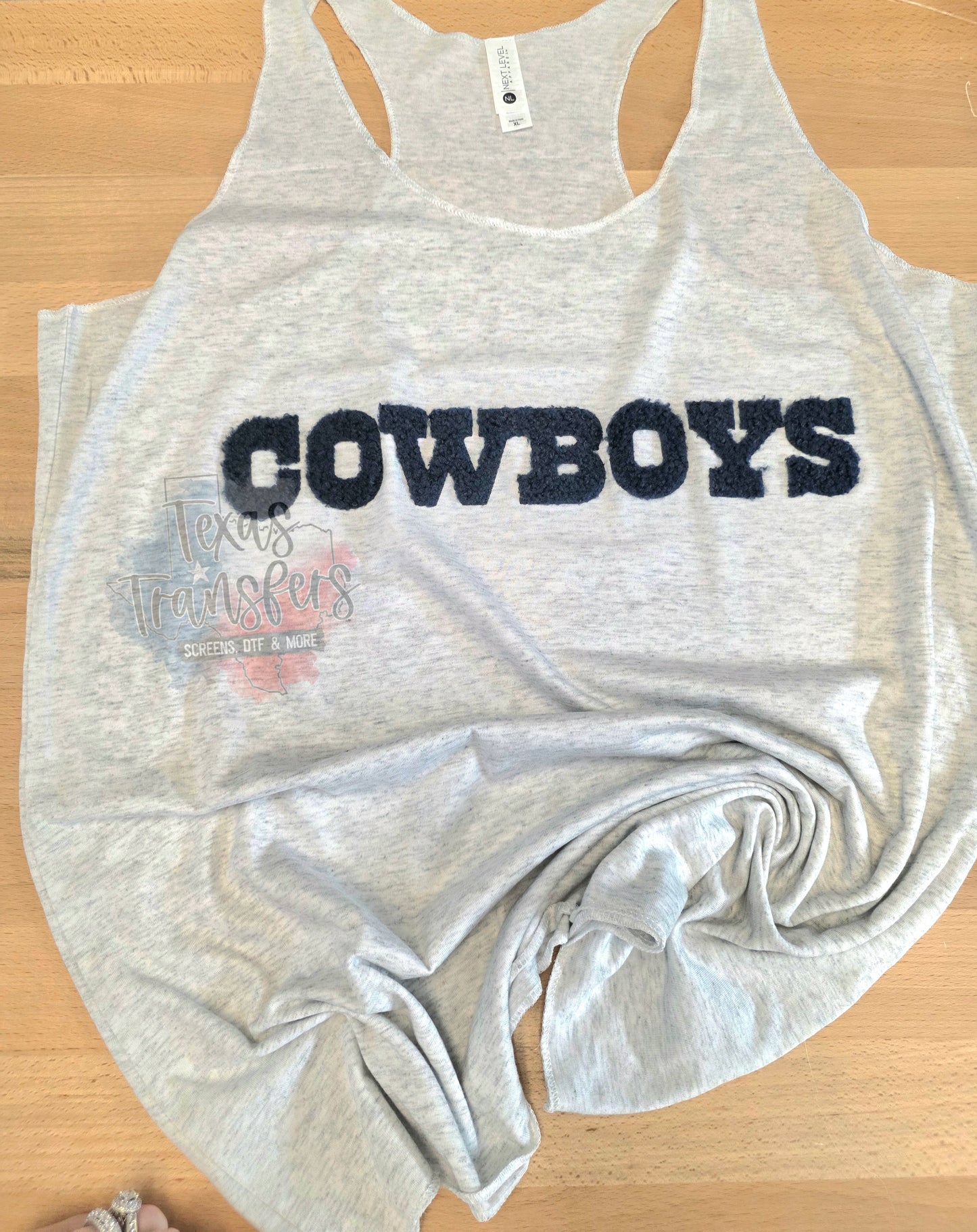 Cowboys Navy Fluffy Fuzzy XL Iron-On Patch