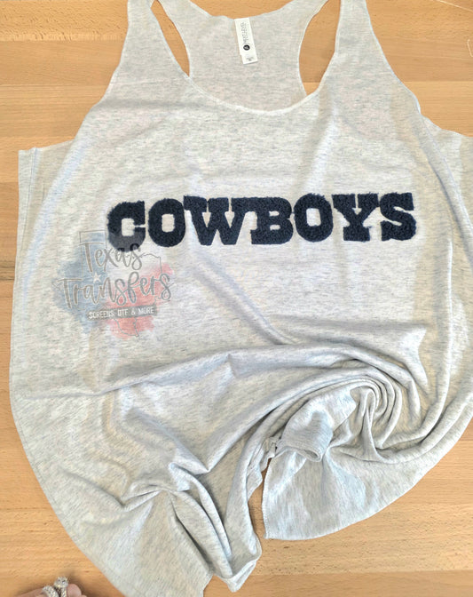 Cowboys Navy Fluffy Fuzzy XL Iron-On Patch