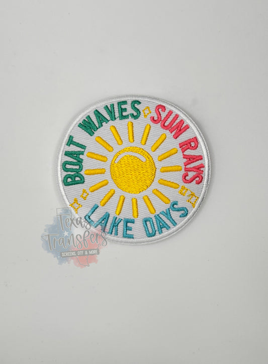 Boat Waves Sun Rays Lake Days Iron-On Patch *DISCONTINUED* - Texas Transfers and Designs