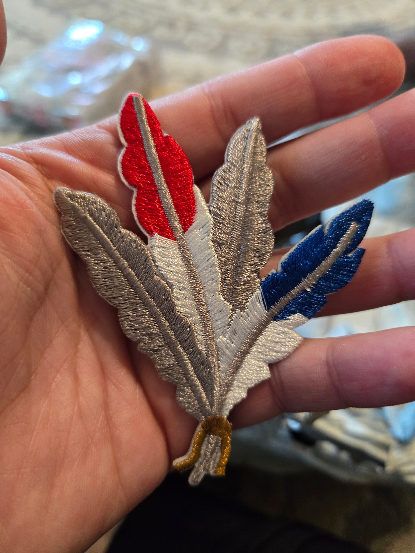 Red, White and Blue Feathers Iron-On PATCH