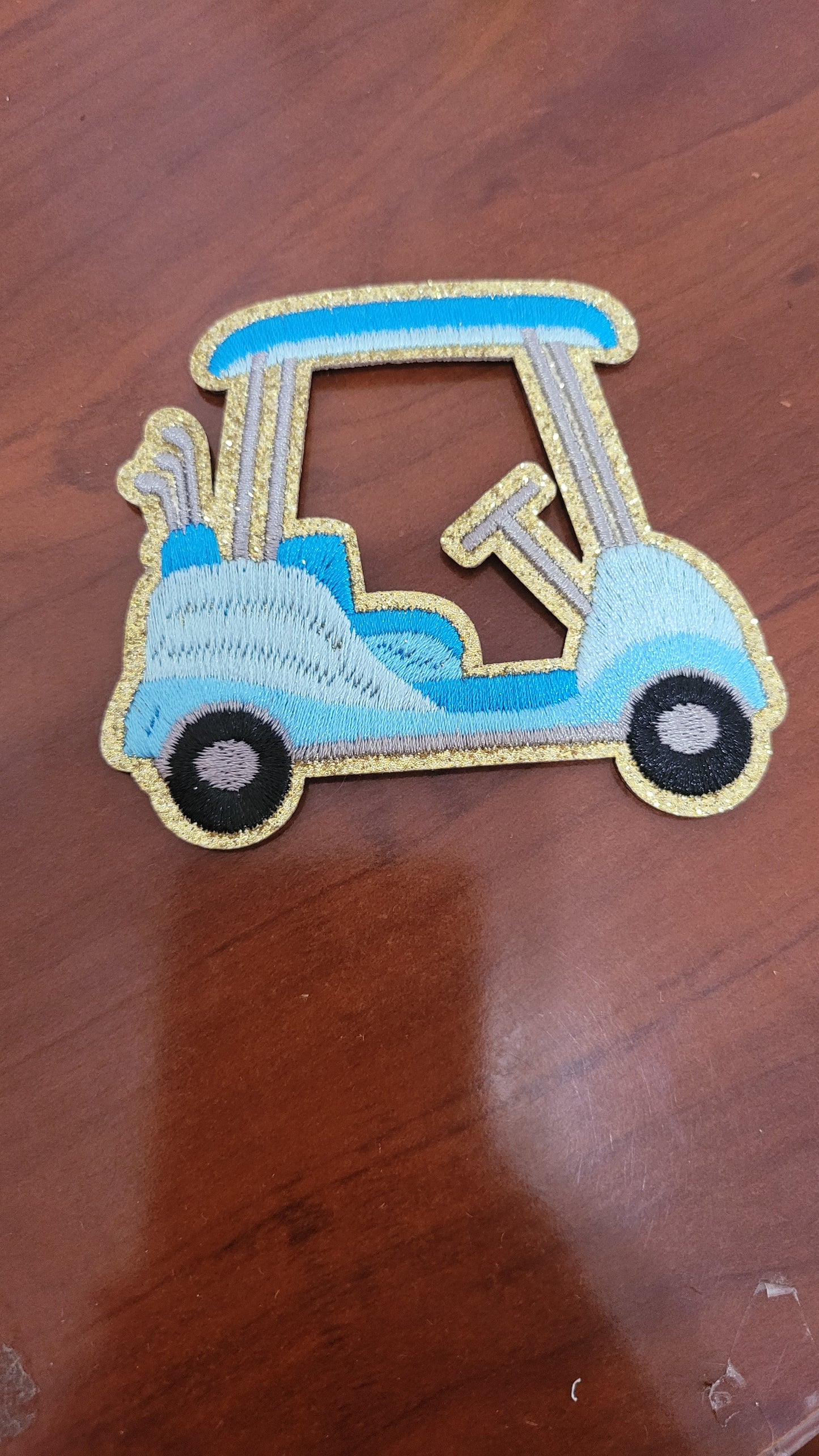 Blue Golf Cart Iron-On PATCH *DISCONTINUED* - Texas Transfers and Designs