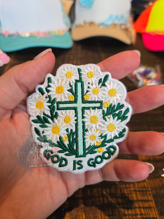 God is Good Daisies Iron-On PATCH - Texas Transfers and Designs