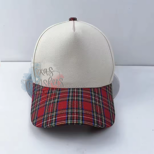 Plaid Brim Canvas Blank Hat (Multiple Options)