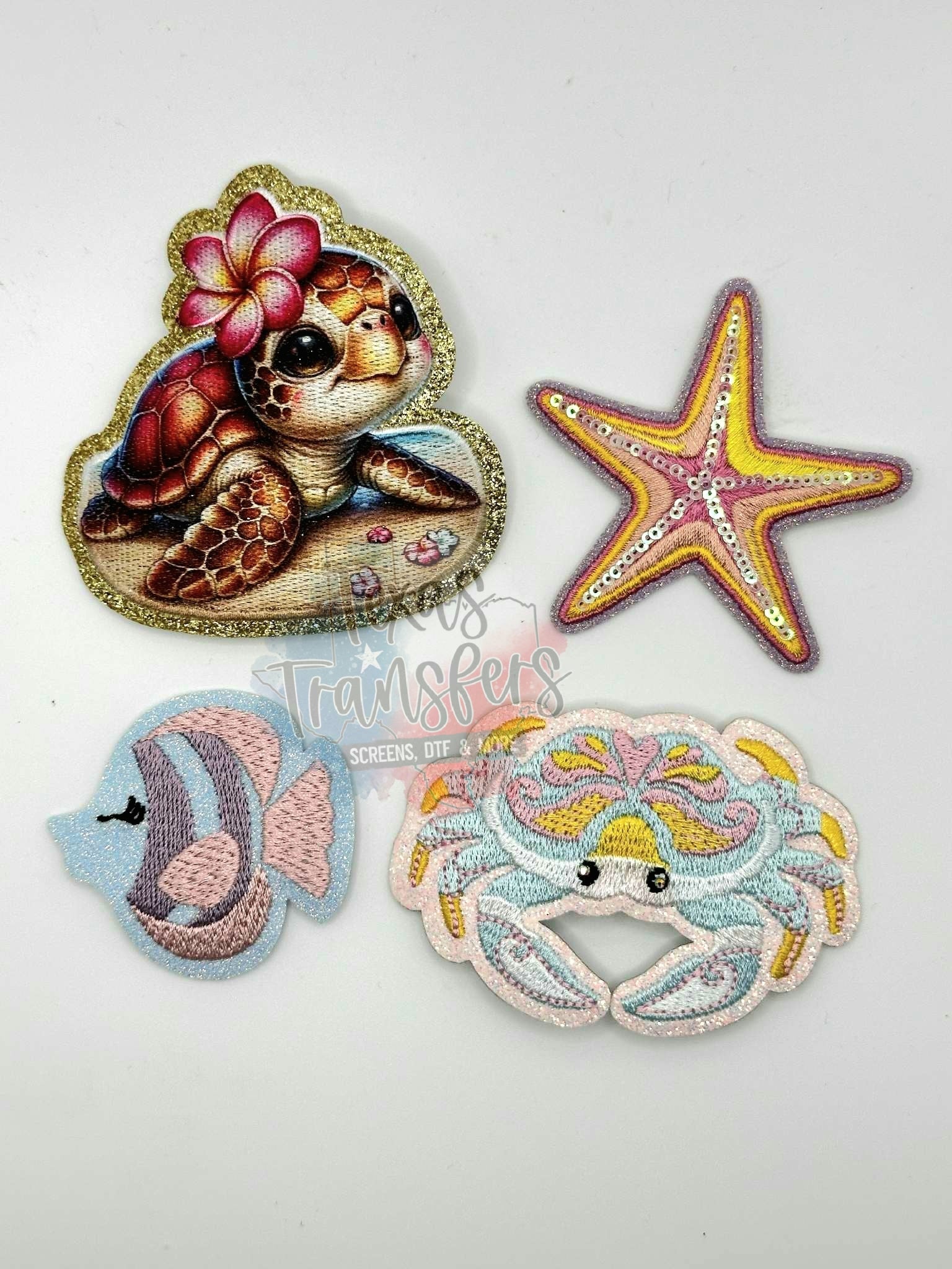 Sequin Starfish Iron-On PATCH - Texas Transfers and Designs