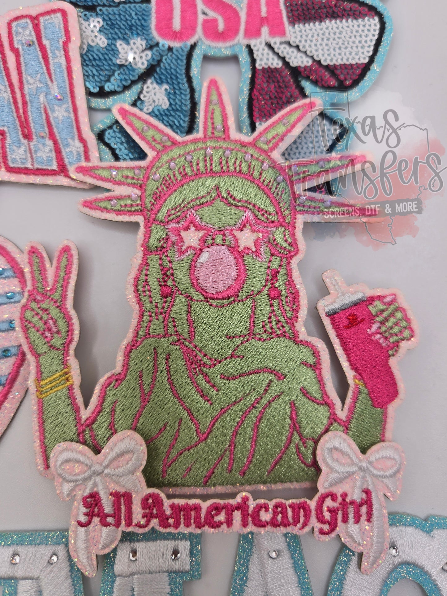 Preppy Lady Liberty Iron-On PATCH - Texas Transfers and Designs