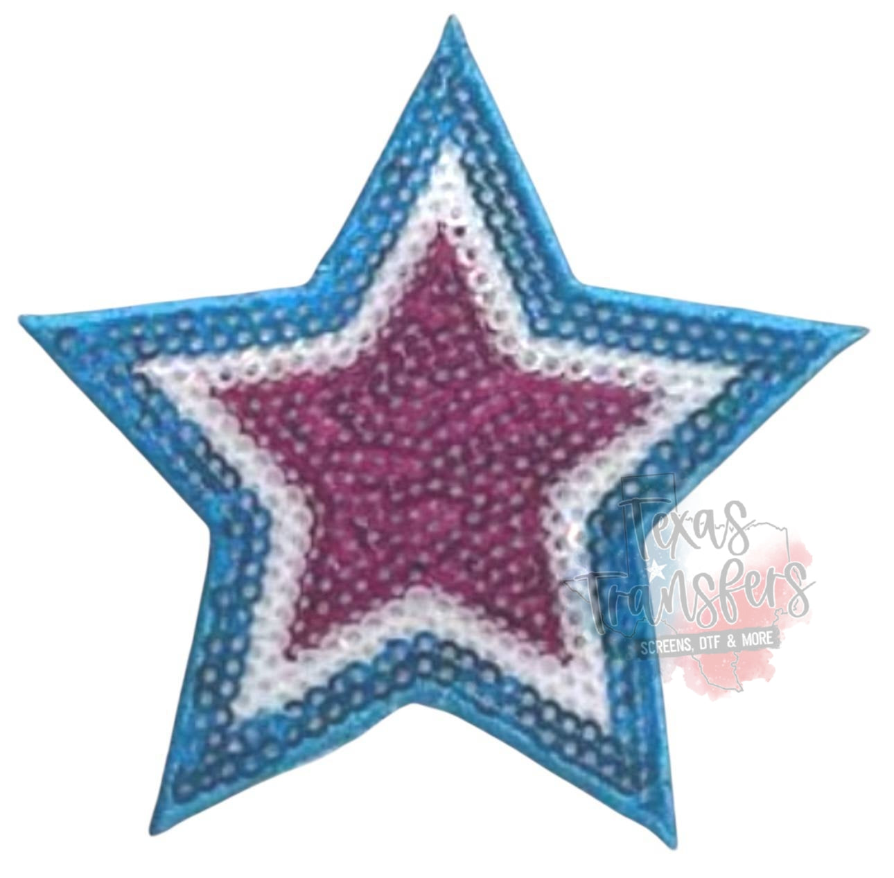All American Sequin Stars Iron-On PATCH - Texas Transfers and Designs