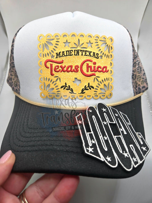 Texas Chica Glitter Iron-On PATCH - Texas Transfers and Designs