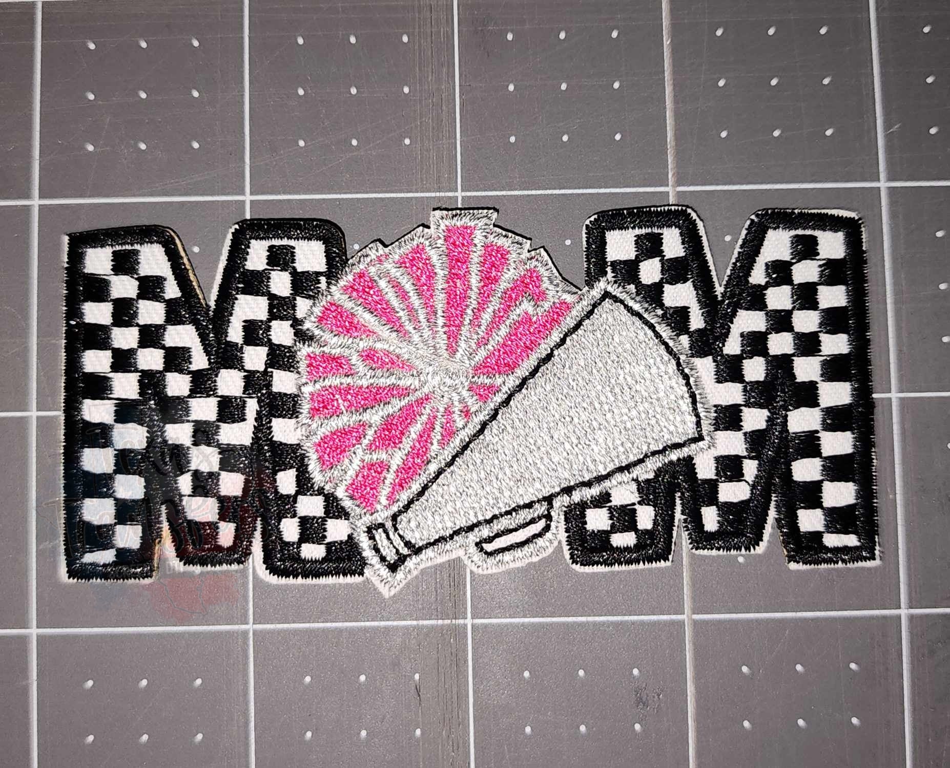 Checker Cheer Mom Iron-On PATCH - Texas Transfers and Designs