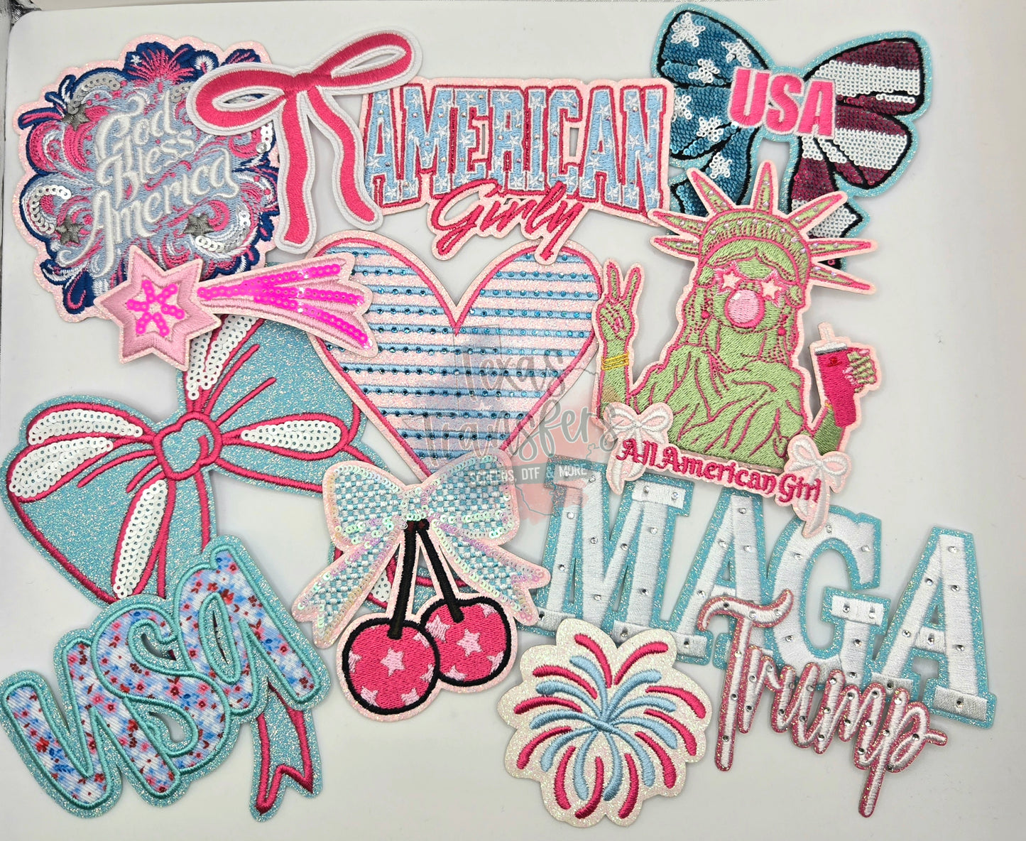 Rhinestone Glitter Striped Heart Iron-On PATCH