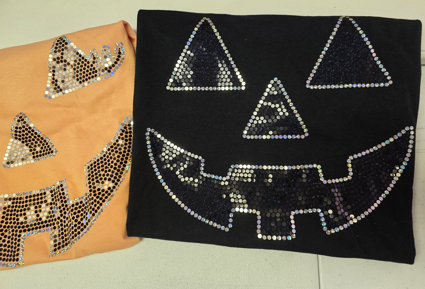 Jack O Lantern Pumpkin Spangle Transfer - Texas Transfers and Designs