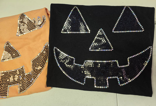 Jack O Lantern Pumpkin Spangle Transfer - Texas Transfers and Designs