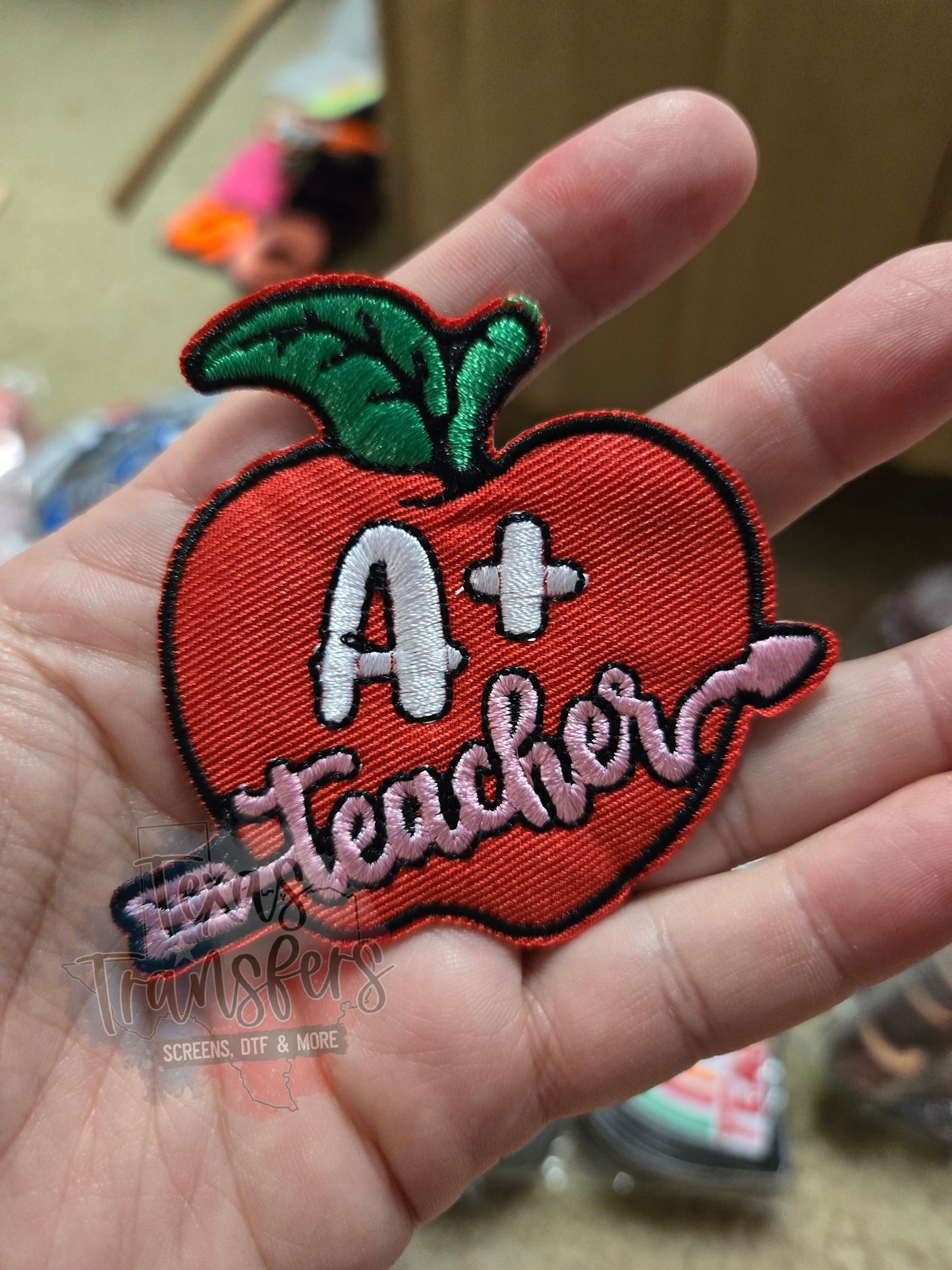 A+ Teacher Apple Iron-On Patch