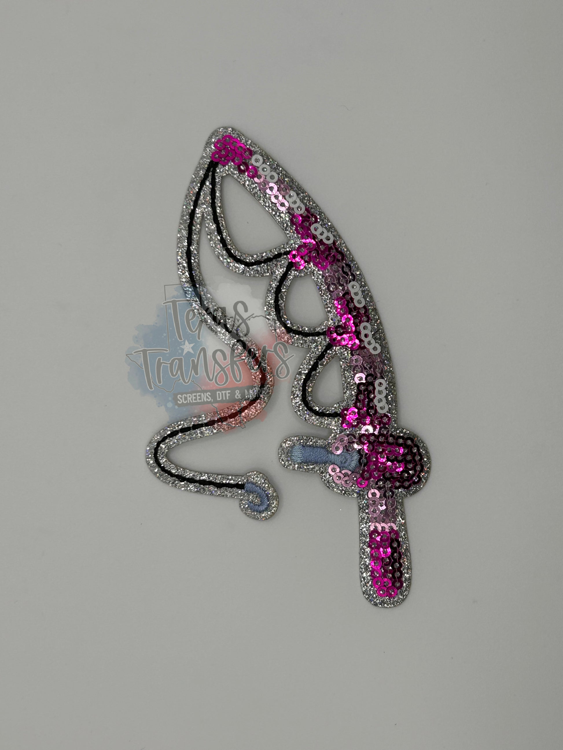 Sequin Fishing Pole Iron-On PATCH