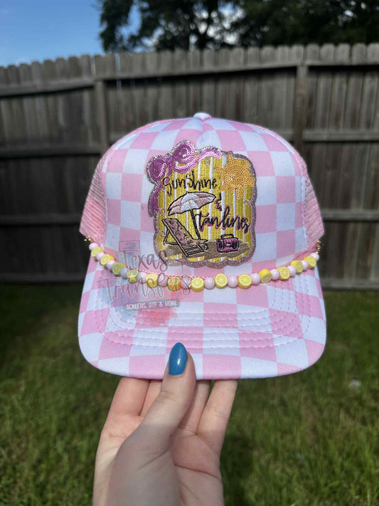 Sunshine and Tan Lines Glitter/Sequin Iron-On PATCH - Texas Transfers and Designs