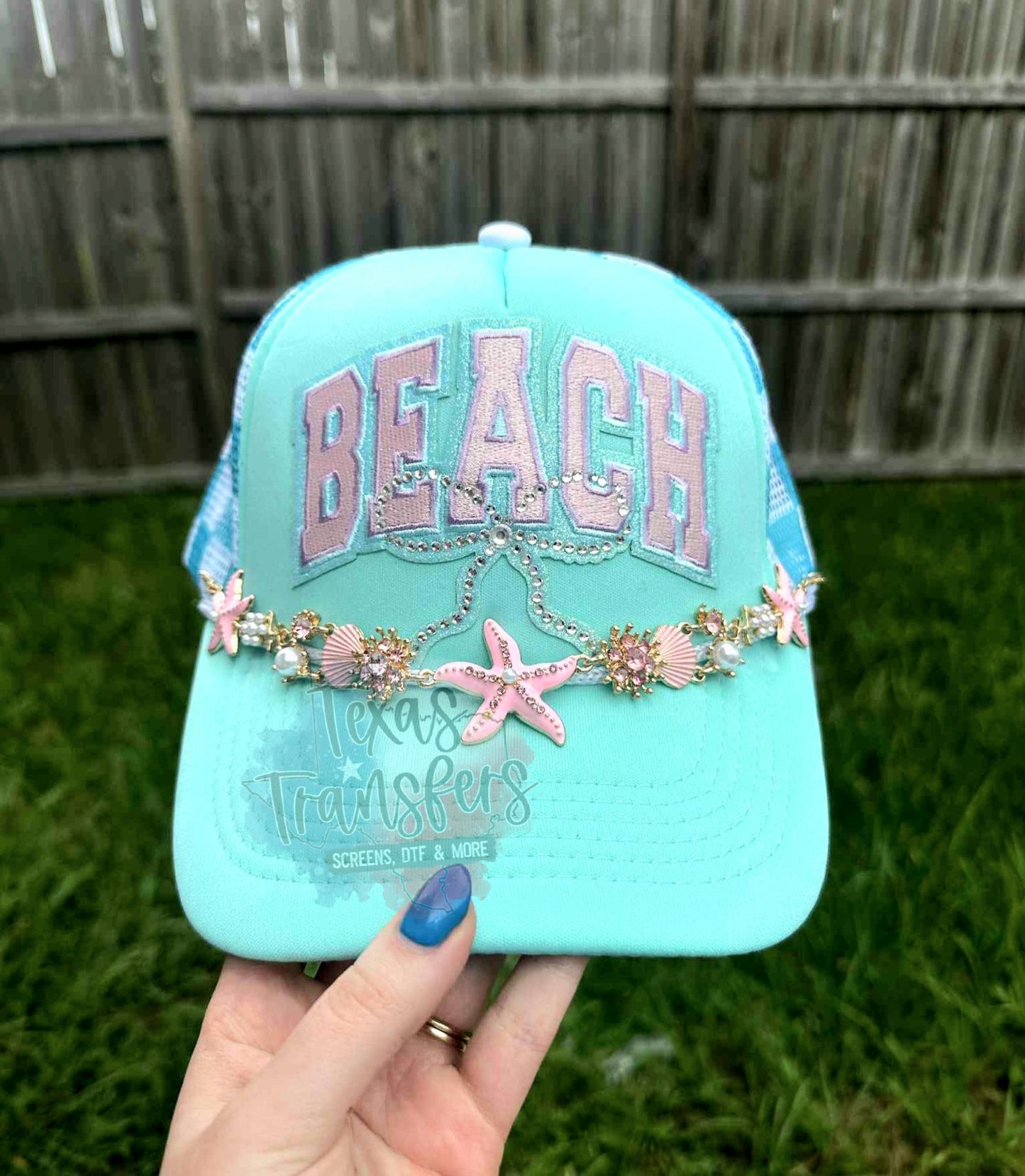 Beach Rhinestone Iron-On PATCH - Texas Transfers and Designs
