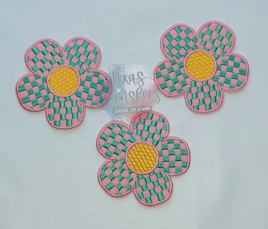 Checker Flower Iron-On Patch