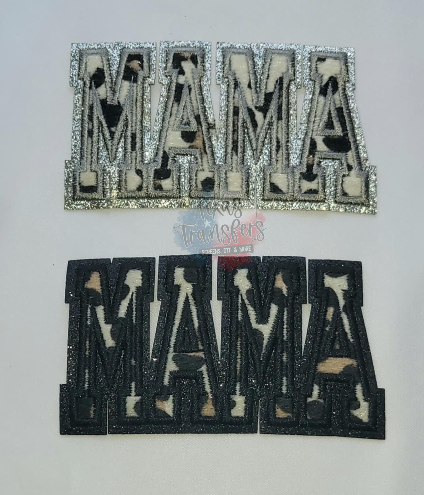 Glitter Leopard Mama Iron-On Patch - Texas Transfers and Designs