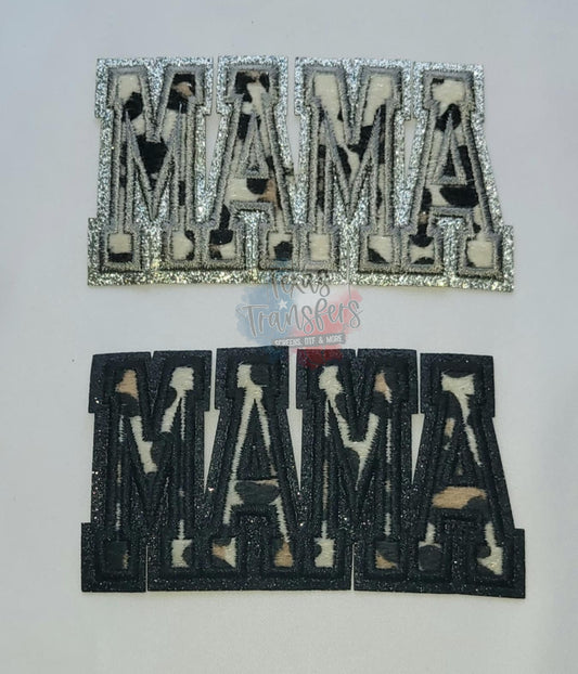 Glitter Leopard Mama Iron-On Patch