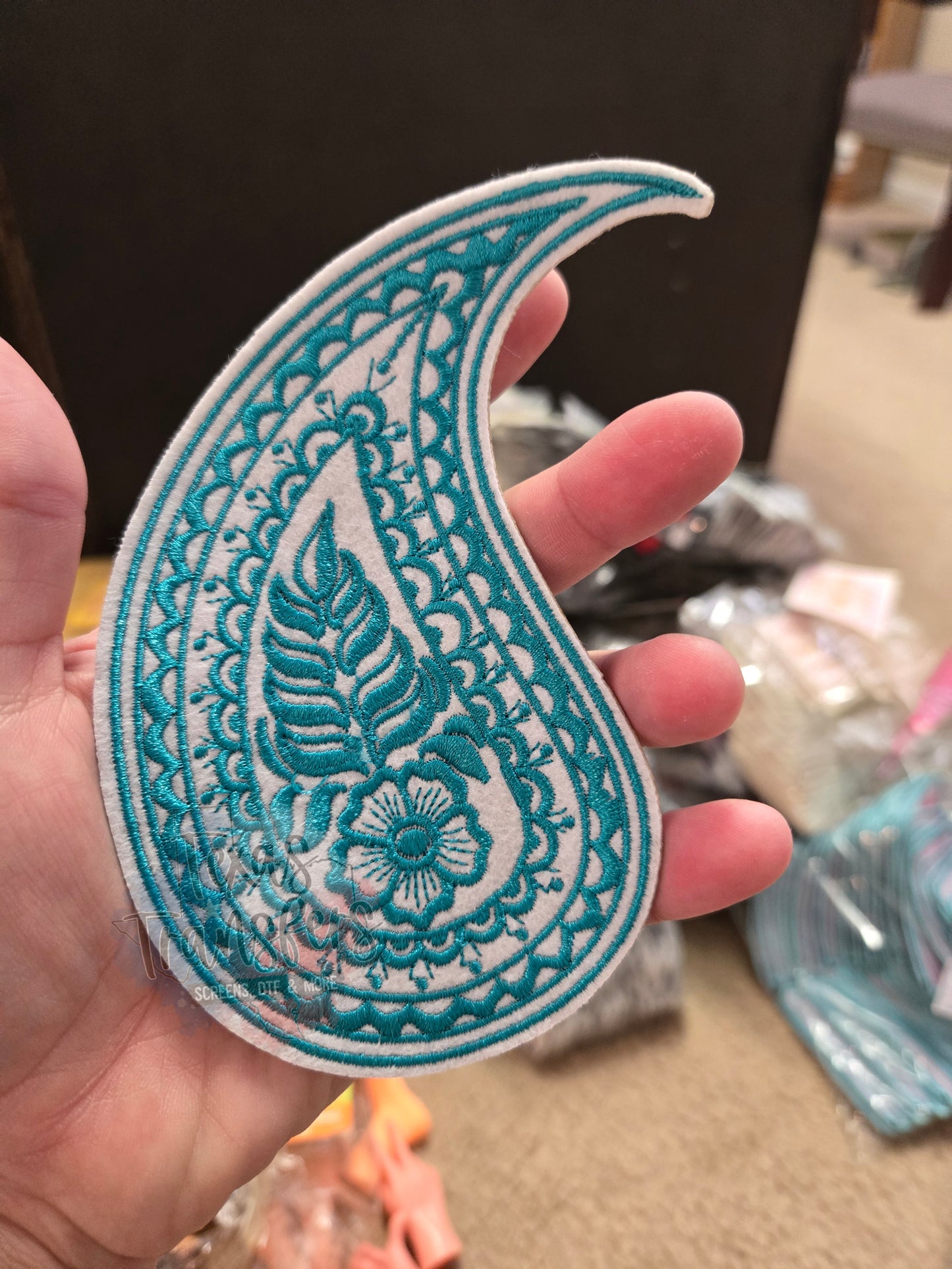 XL Paisley (Teal) Iron-On Patch