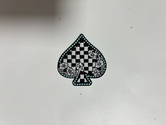 Floral/Checker Spade Iron-On PATCH