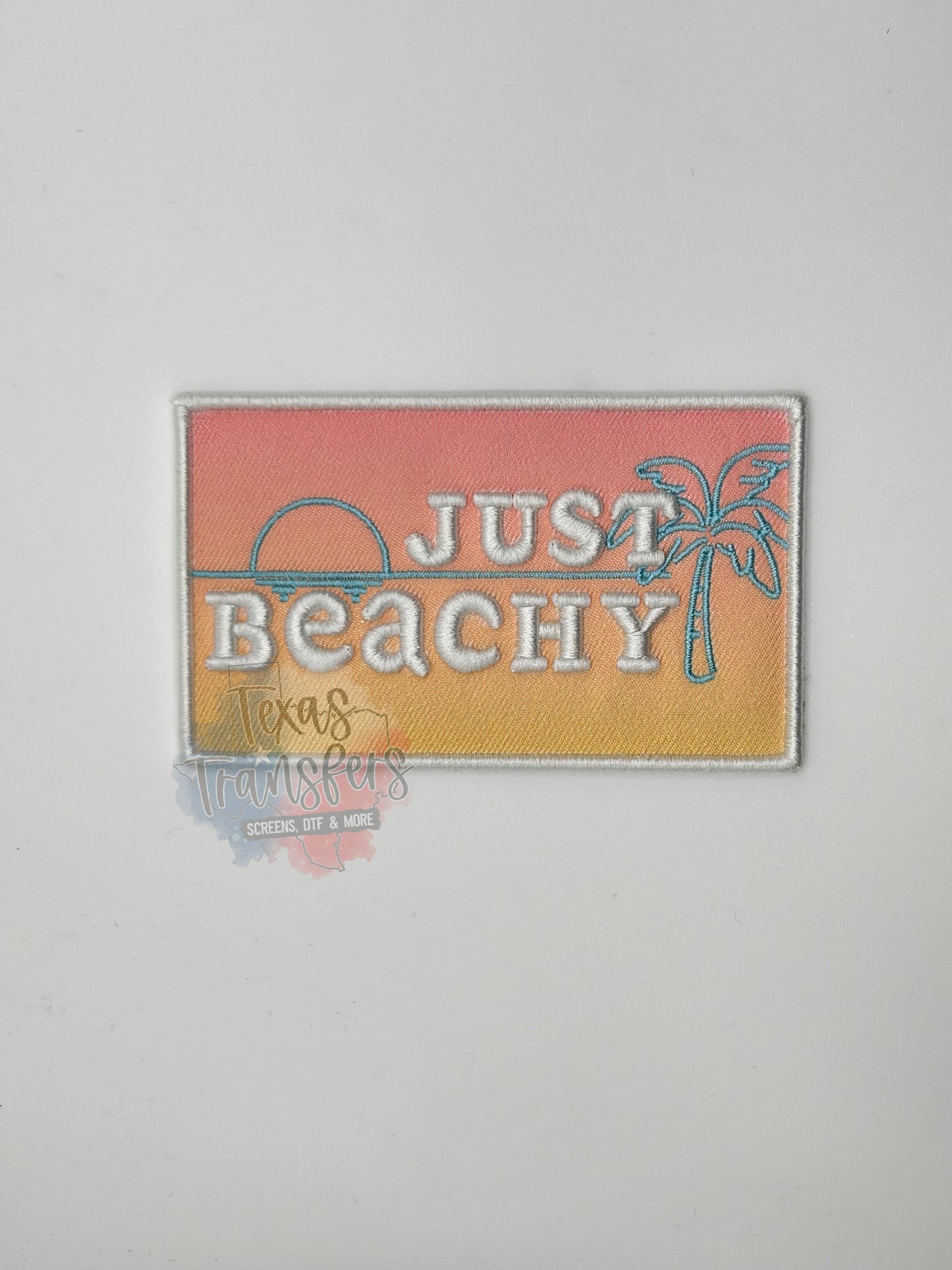 Just Beachy Iron-On PATCH - Texas Transfers and Designs