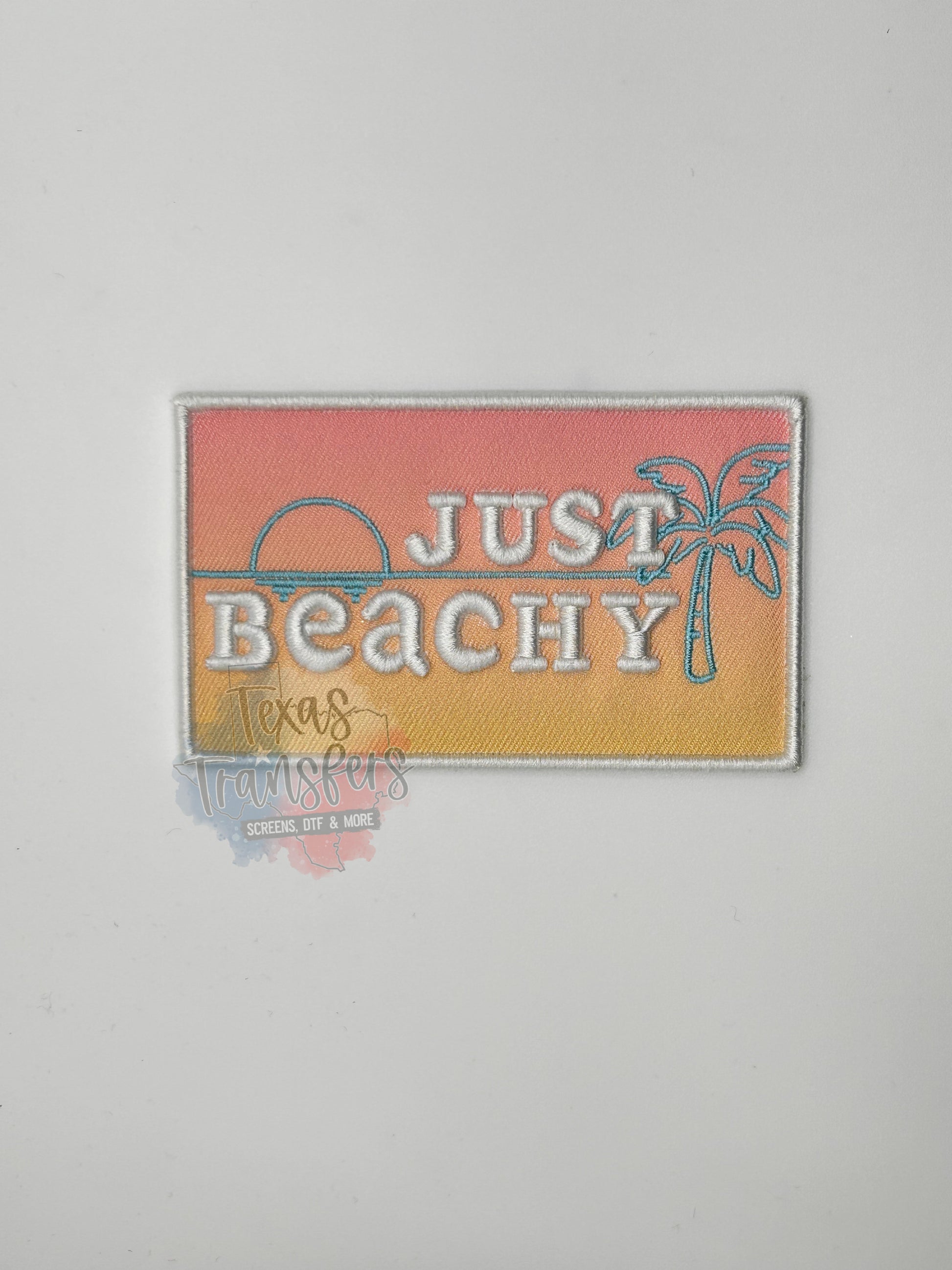 Just Beachy Iron-On PATCH - Texas Transfers and Designs