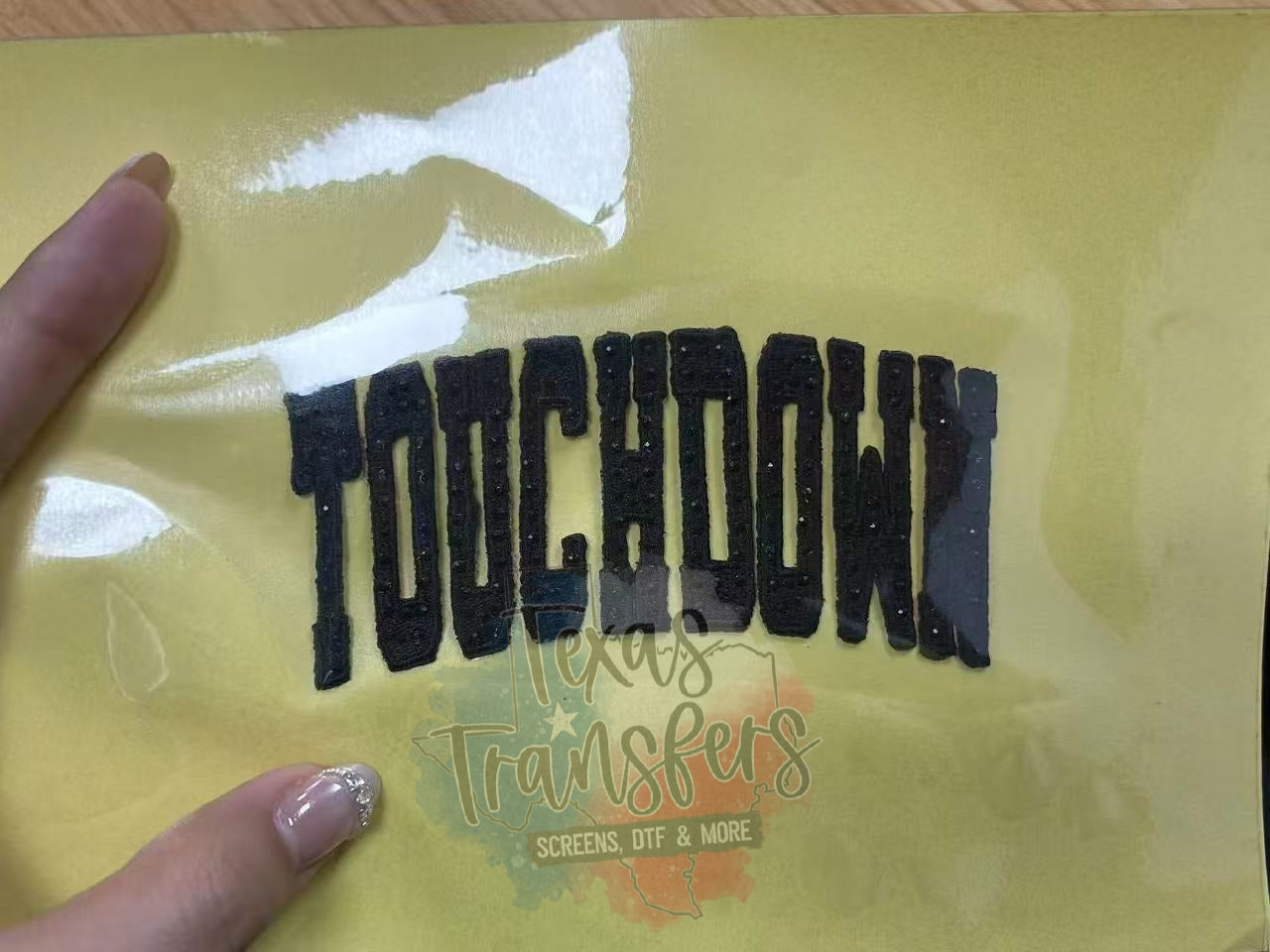 Touchdown Individual (Rhinestone) Iron-On PATCH - Texas Transfers and Designs
