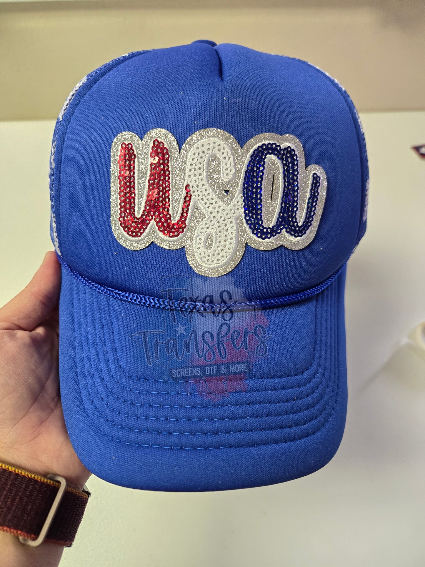 USA Sequin/Glitter Iron-On PATCH - Texas Transfers and Designs