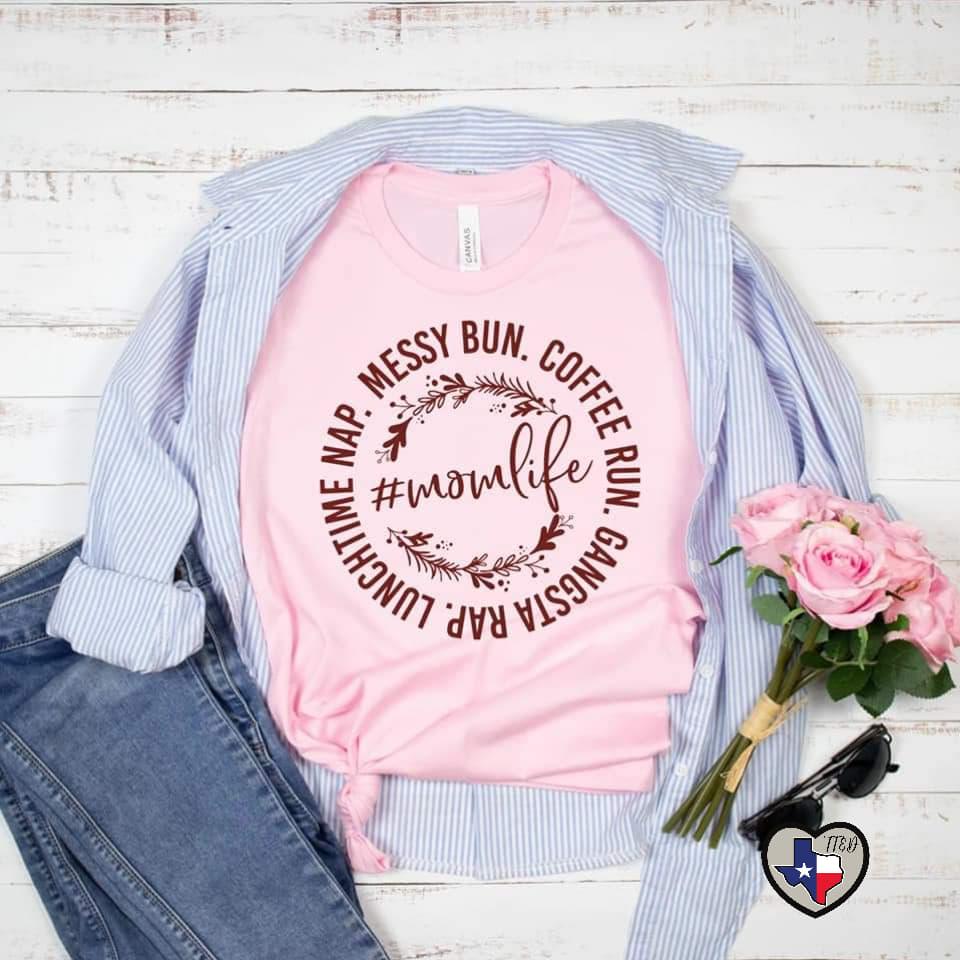 Mom Life (MAROON) - Texas Transfers and Designs